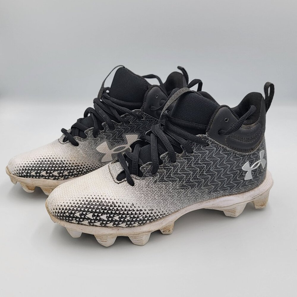 Under Armour Youth Leadoff Baseball Cleats Black White Size 3.5Y